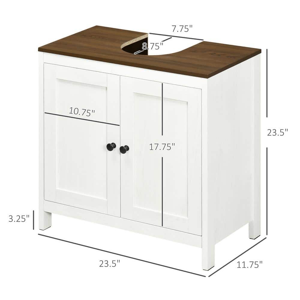 23.5″ W x 11.75″ D x 23.5″ H in Antique White Modern Ready to Assemble Bathroom Sink Cabinet with Adjustable Shelf - Hercitys