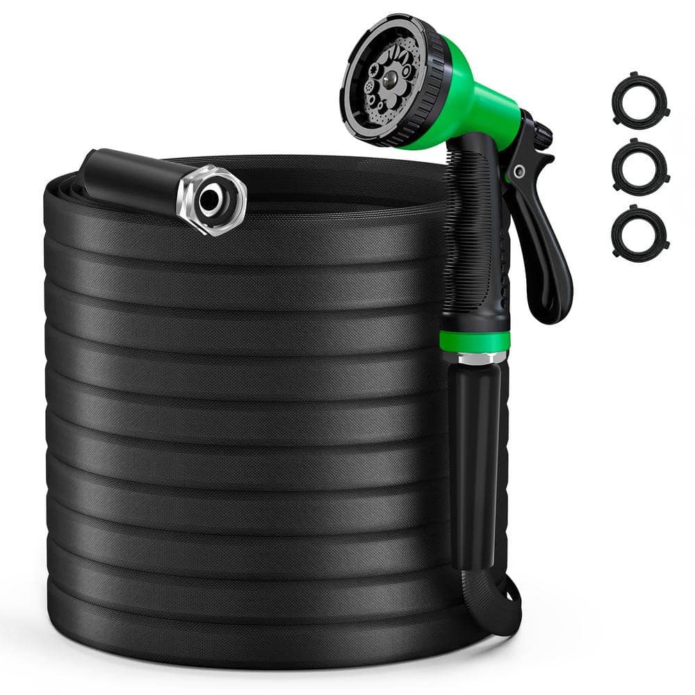 5/8 in. Dia. x 100 ft. Garden Hose, Non-Expandable Water Hose with 10 Function Hose Nozzle - Hercitys