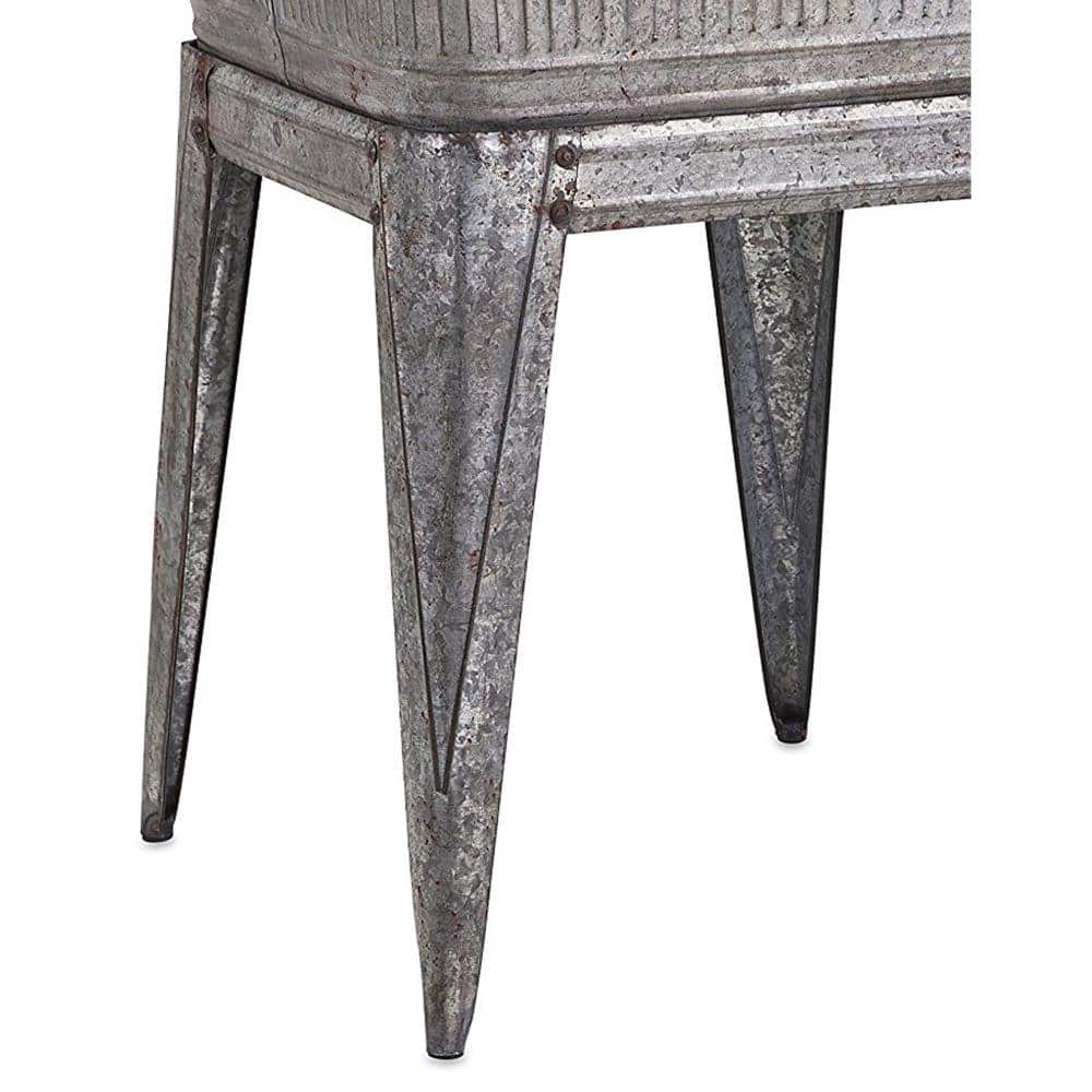 32 in. Gray Iron Multi-Functional Galvanized Metal Tub on Stand - Hercitys