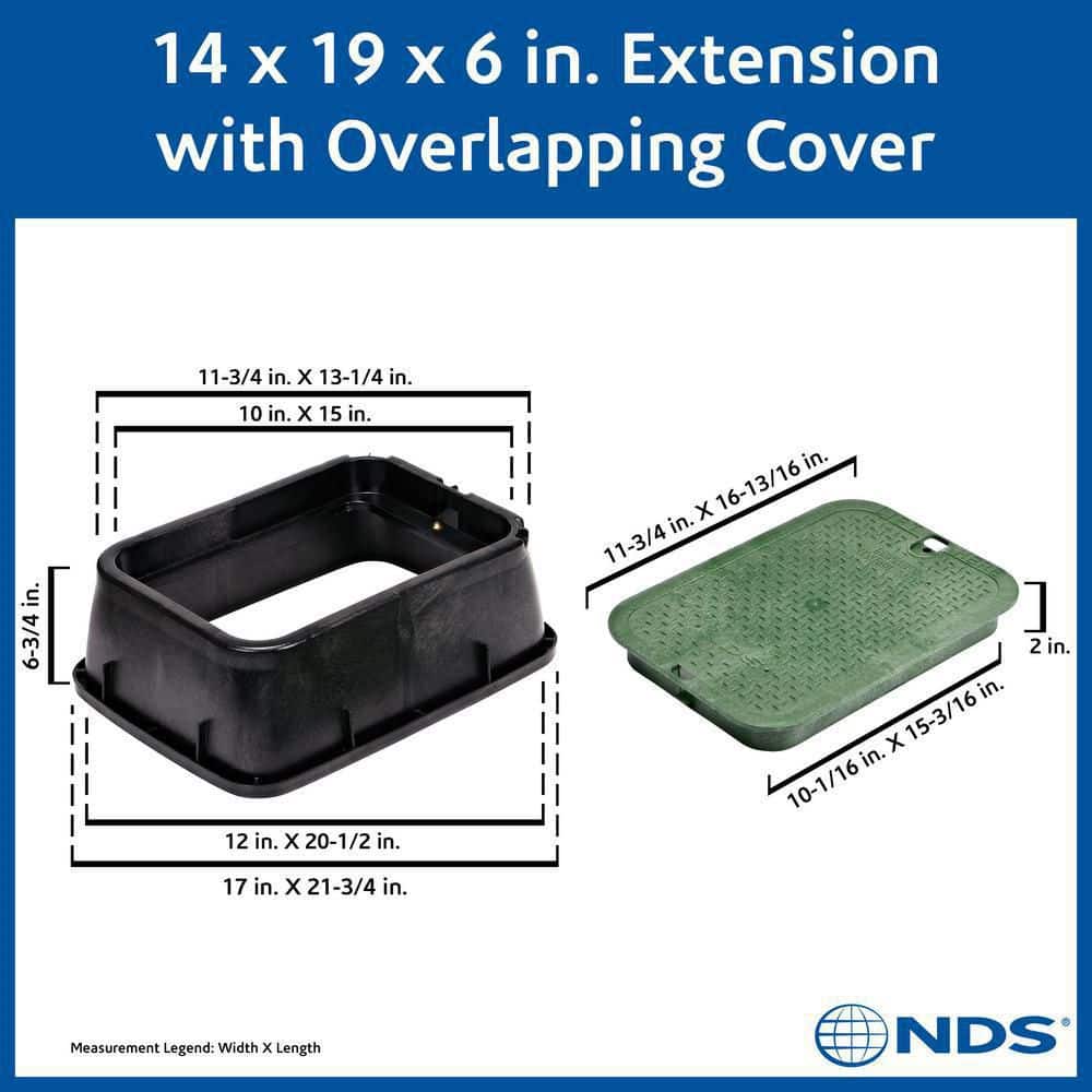 14 in. X 19 in. Rectangular Valve Box Extension and Cover, Black Extension, Green ICV Cover - Hercitys