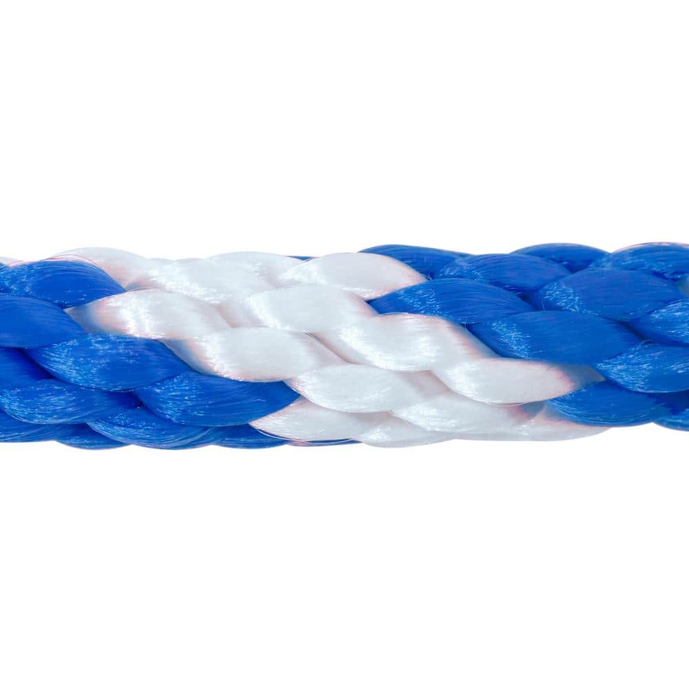 3/8 in. x 600 ft. Polypropylene Multi-Filament Solid Braid Derby Rope, Blue/White - Hercitys