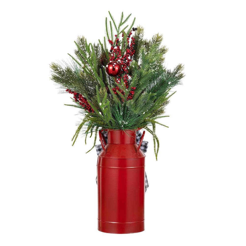 35 in. H Poinsettia Floral Potted Artificial Christmas Wreath Porch Tree - Hercitys