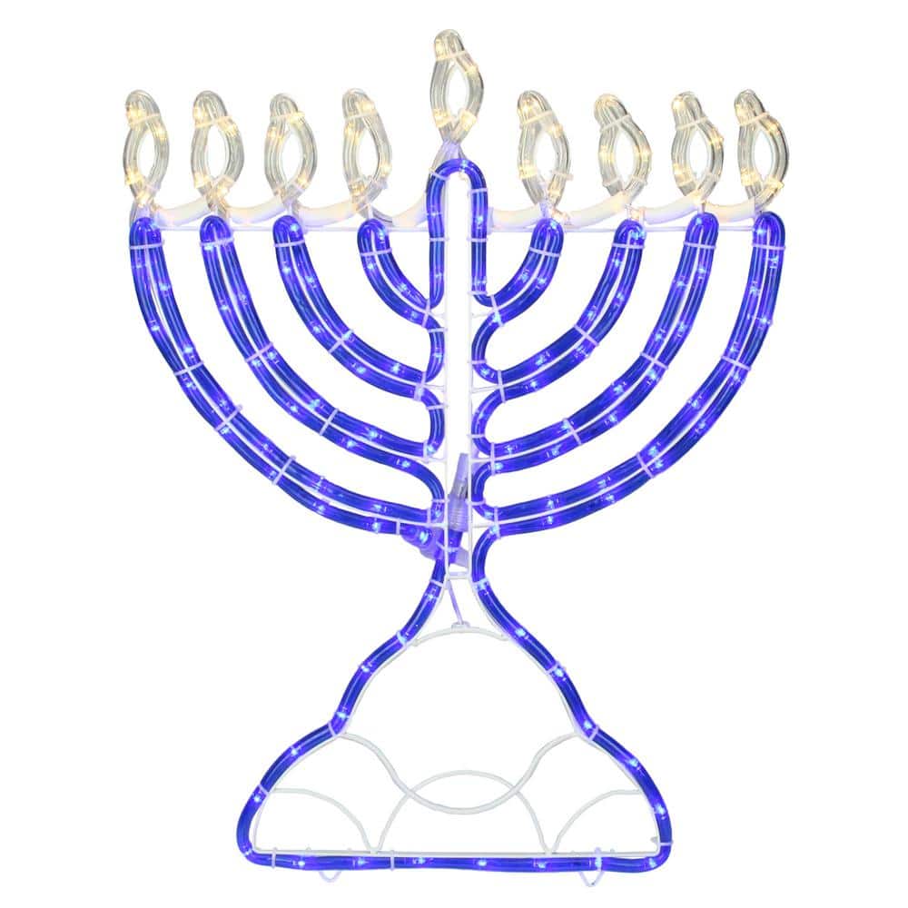 23 in. Warm White LED Rope 156-Light Menorah Commercial Hanukkah Decoration - Hercitys