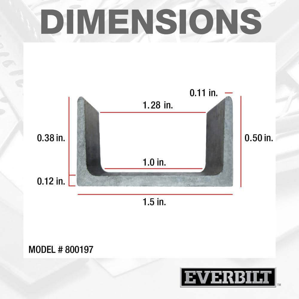 1-1/2 in. x 1/2 in. x 3 ft. – 1/8 in. Thick Plain Steel C-Channel - Hercitys