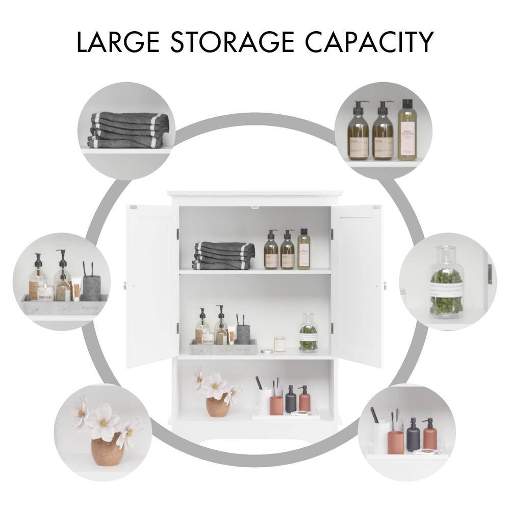 24.80 in. W x 9 in. D x 65.98 in. H Ready to Assemble Over The Toilet Bath Cabinet in White with Shelves - Hercitys