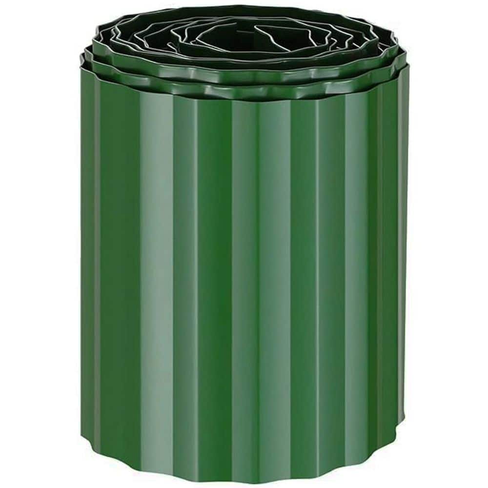 20 ft. x 6 in. Durable Corrugated Metal Garden Edging Green Landscape Border for Lawn and Flower Bed Fence - Hercitys
