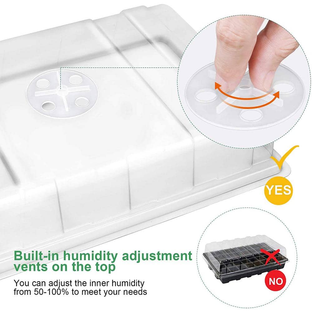 15.35 in. x 9.84 in. x 5.03 in. 200 Black Seed Starter Plant Grow Kit Greenhouse with Humidity Dome and Base (Pack of 5) - Hercitys