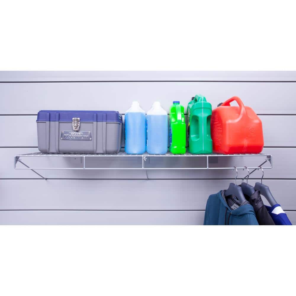 48 in. L x 12 in. W Slatwall Wire Shelf with Rail (2-Pack) - Hercitys