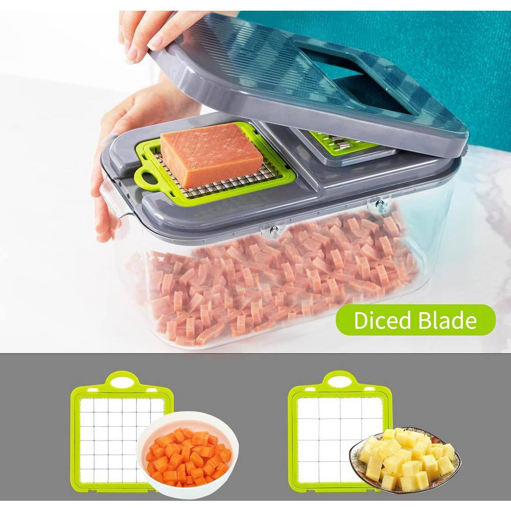 22-in-1 Vegetable Chopper with Container, Multi Kitchen Tool with Lemon Squeezer-13 Blades - Hercitys