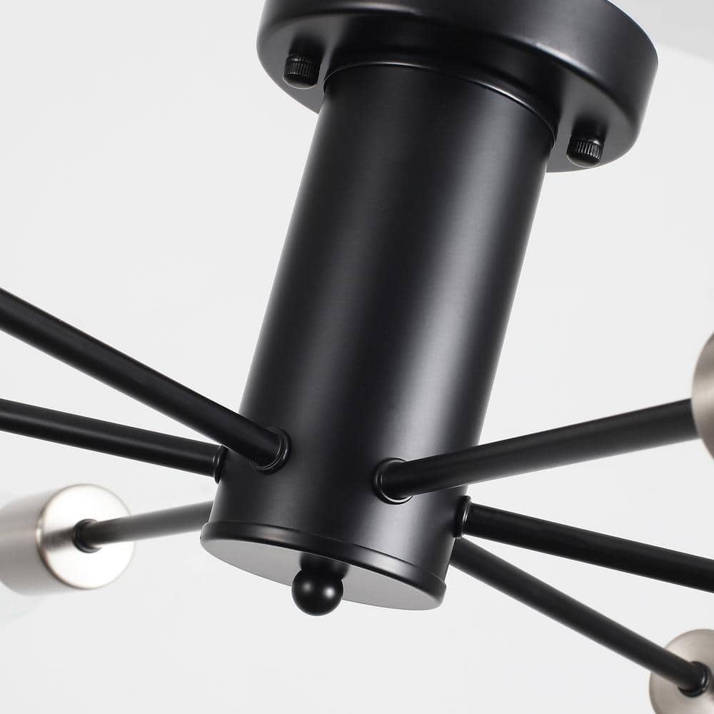 21.84 in. 6-Light Black and Nickel Sputnik Transitional Flush Mount Ceiling Lights - Hercitys