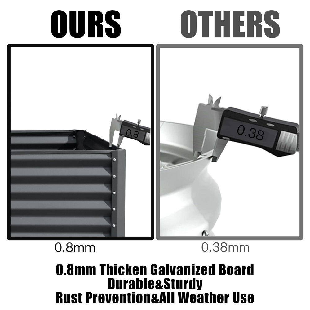 5.91 ft. x 2.95 ft. x 0.984 ft. Galvanized Metal Raised Garden Bed， Thickening Metal Planter Box, Gray - Hercitys