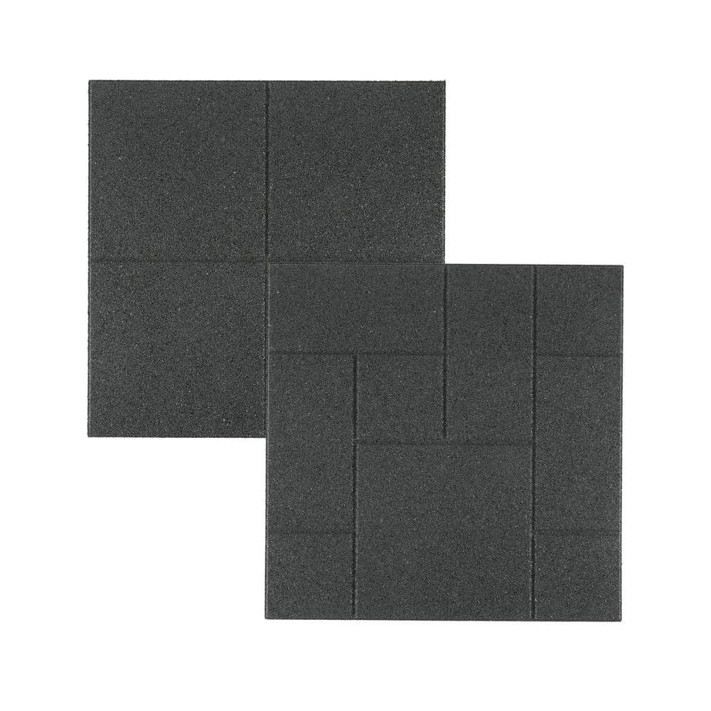 24 in. x 24 in. x 5/8 in. Dark Gray Dual-Sided Rubber Paver (4-Pack) - Hercitys