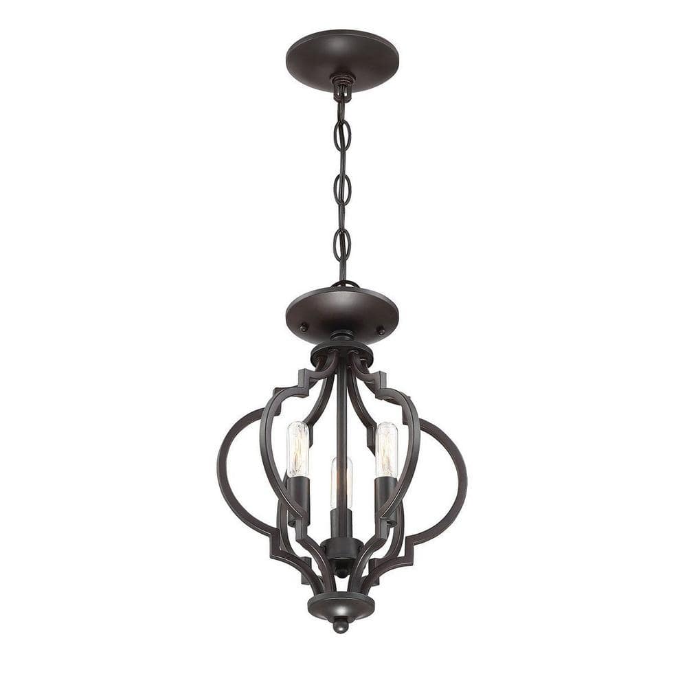 11 in. W x 16 in. H, 3-Light Ceiling Light in Oil Rubbed Bronze Semi- Flush Mount - Hercitys