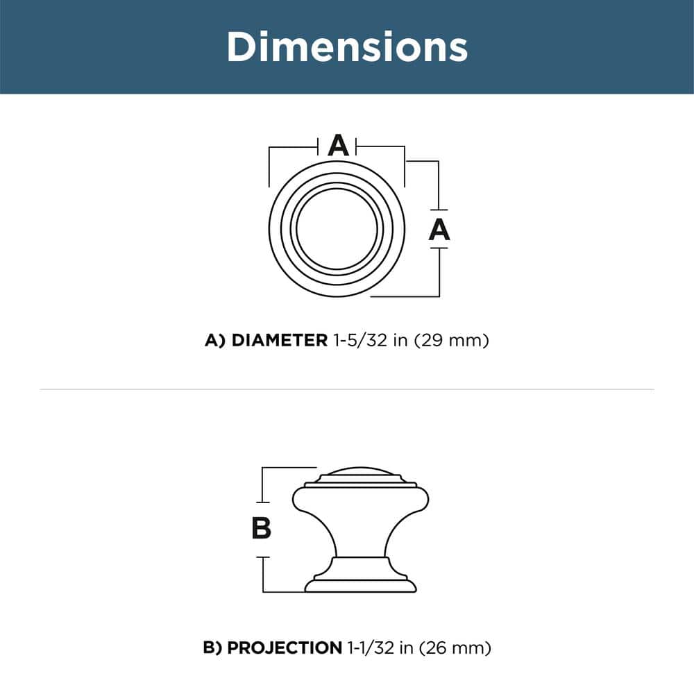 10-Pack Simple Double Ring 1-1/8 in. (29 mm) Classic Satin Gold Round Cabinet Knobs - Hercitys