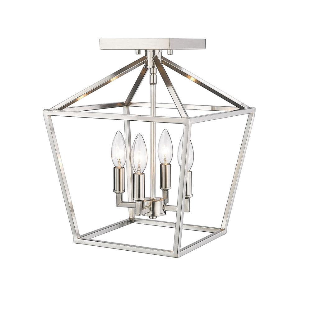 4-Light 240-Watt 12 in. Satin Nickel Semi-Flush Mount-Light Fixture - Hercitys