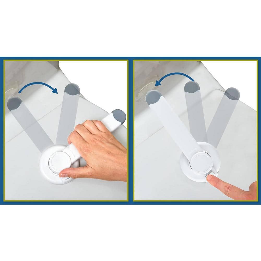 1-Piece Bath Hardware Set Baby Toilet Lock with Mounting Hardware 3M Adhesive in White - Hercitys
