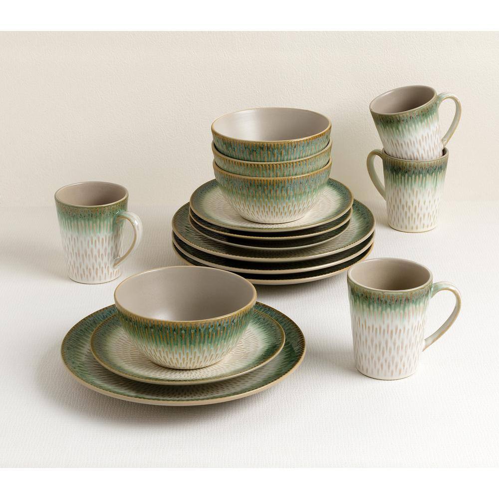 16-Piece Green Drop Stoneware Set (Service for 4) - Hercitys