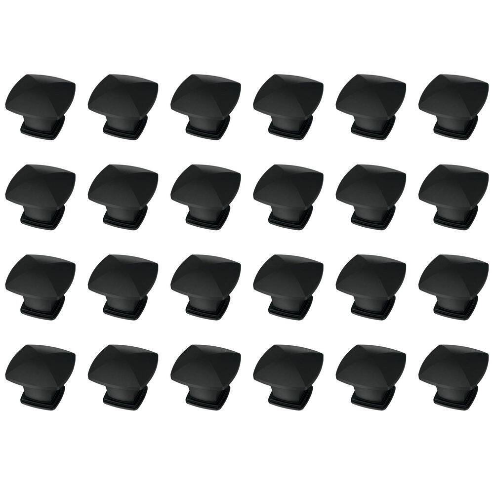 24-Pack Soft Square 1-1/4 in. (32 mm) Classic Matte Black Square Cabinet Knobs - Hercitys