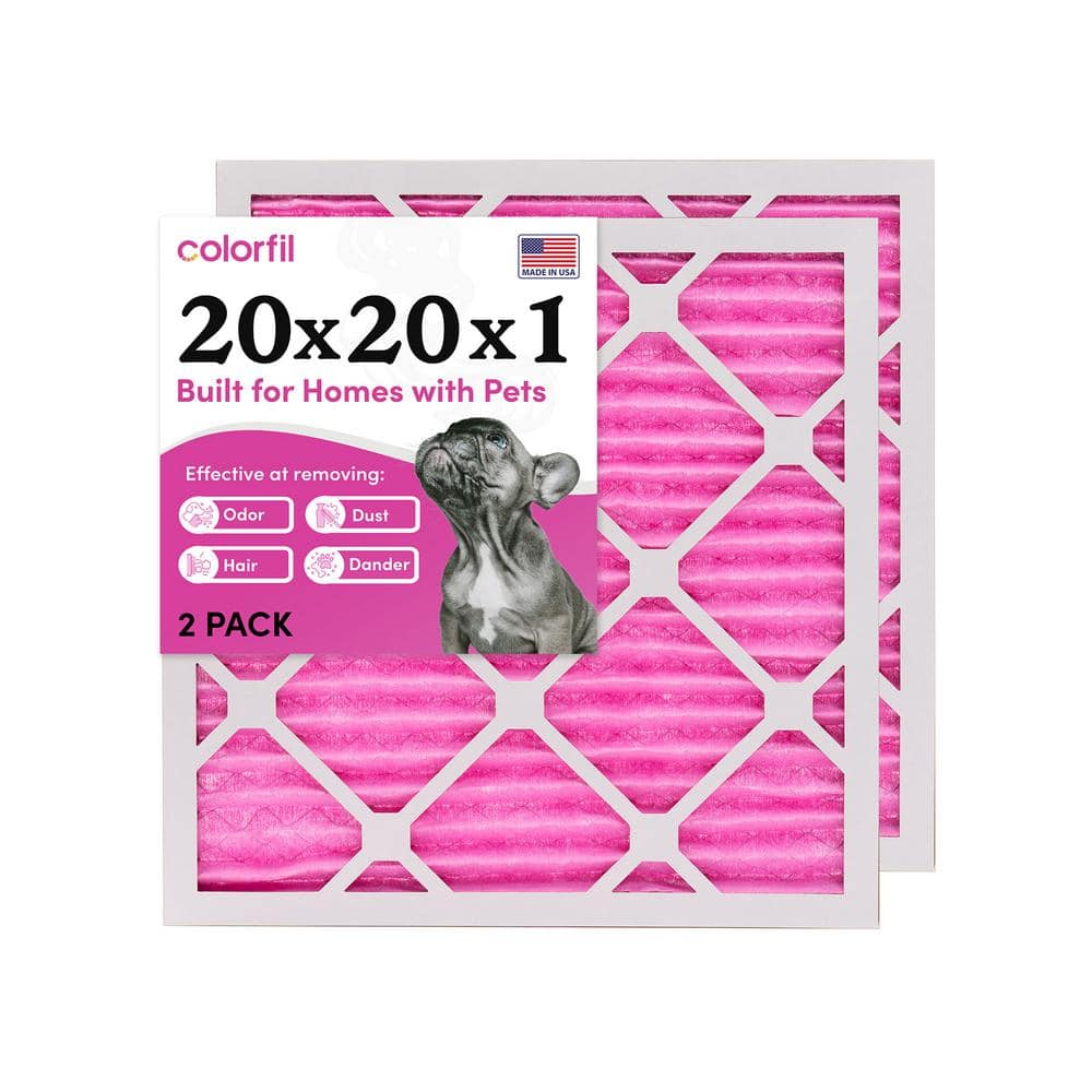 20 in. x 20 in. x 1 in. Odor Removal and Color Changing Pleated Furnace Air Filter, MERV 8 (2-Pack) - Hercitys