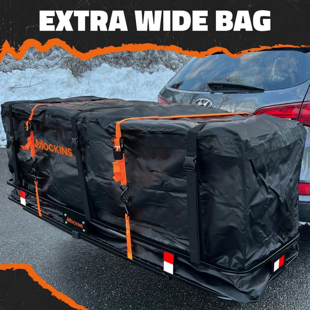 40 cu. ft. Waterproof Black Hitch Cargo Carrier Bag (84 in. x 24 in. x 34 in.) with 3 Buckle Straps, Lock and Carry Case - Hercitys