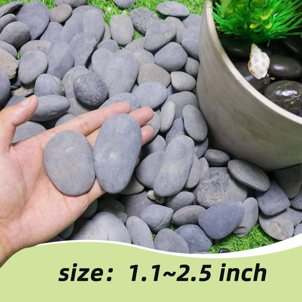 1-2 in. Gray River Rocks, Mexican Beach Pebbles for Plants, Potting, Garden and Landscape Decor 18 lbs. Bag - Hercitys