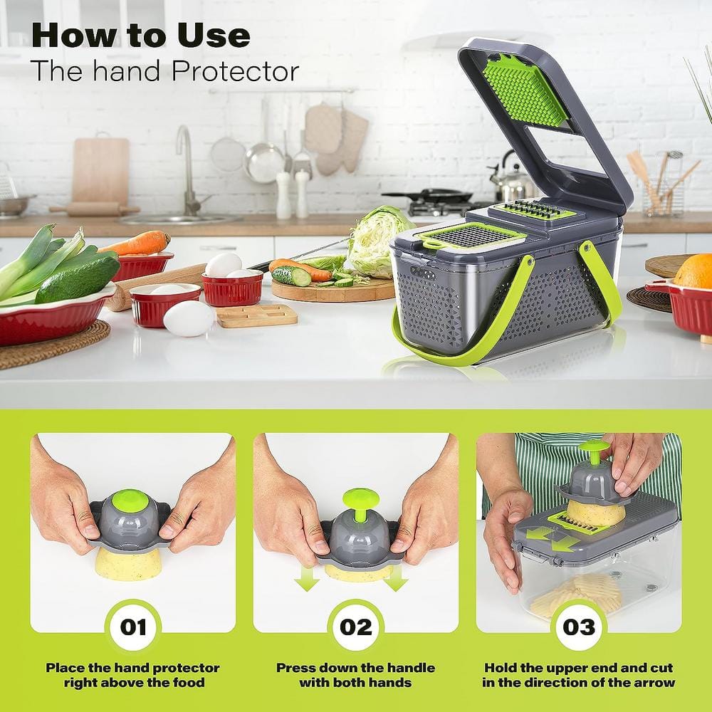 22-in-1 Food Vegetable Chopper with Container Dicers Cutter Multi Kitchen Tool with Lemon Squeezer -13 Blades - Hercitys