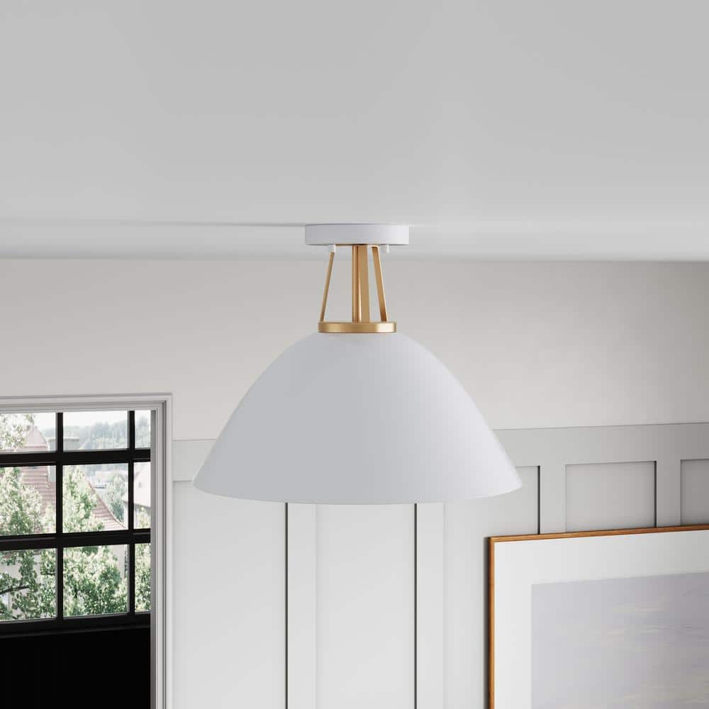 15.8 in. 1-Light Modern Semi-Flush Mount Farmhouse Close to Ceiling Lighting with Metal Shade - Hercitys