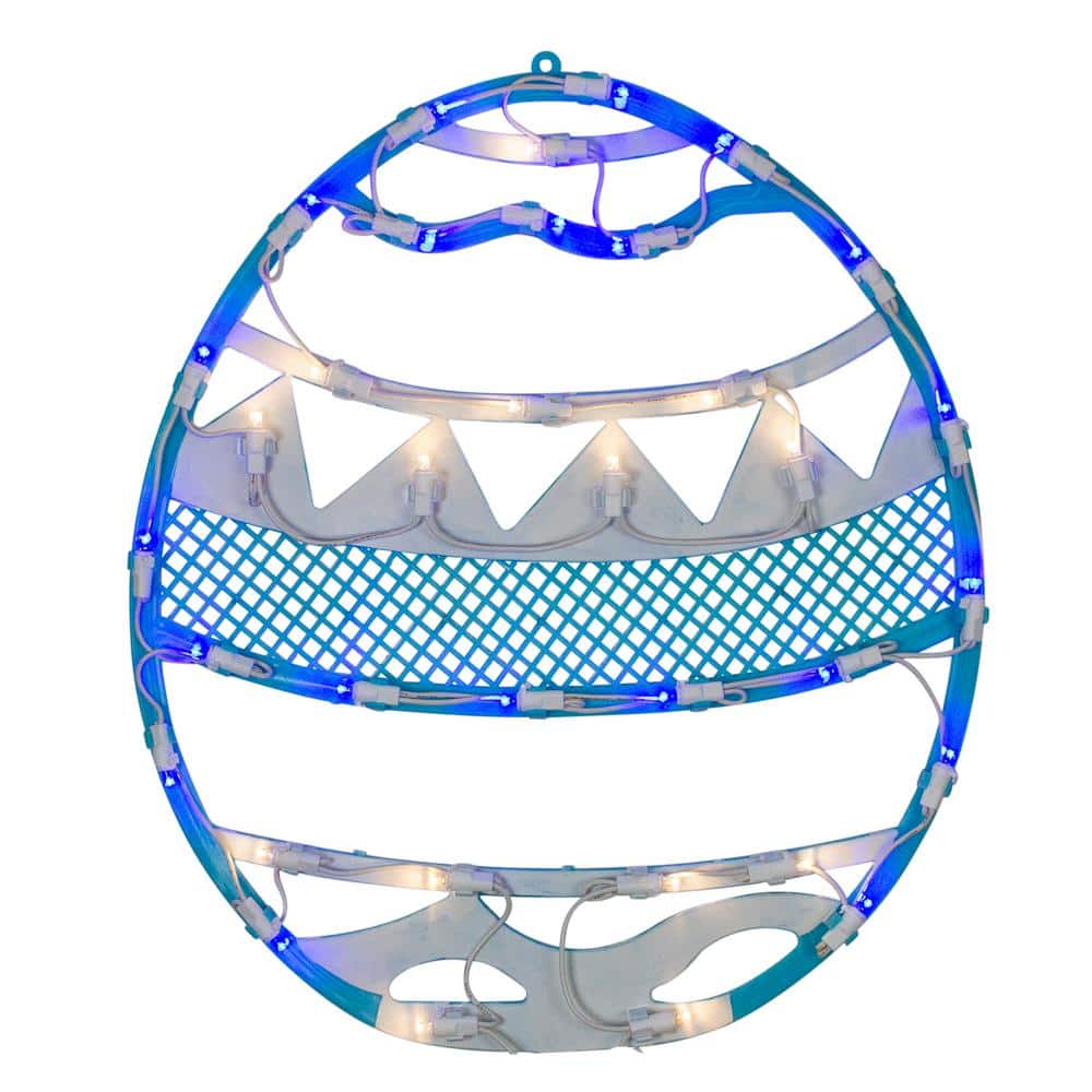 17 in. LED Lighted Blue Easter Egg Spring Window Silhouette Decoration - Hercitys