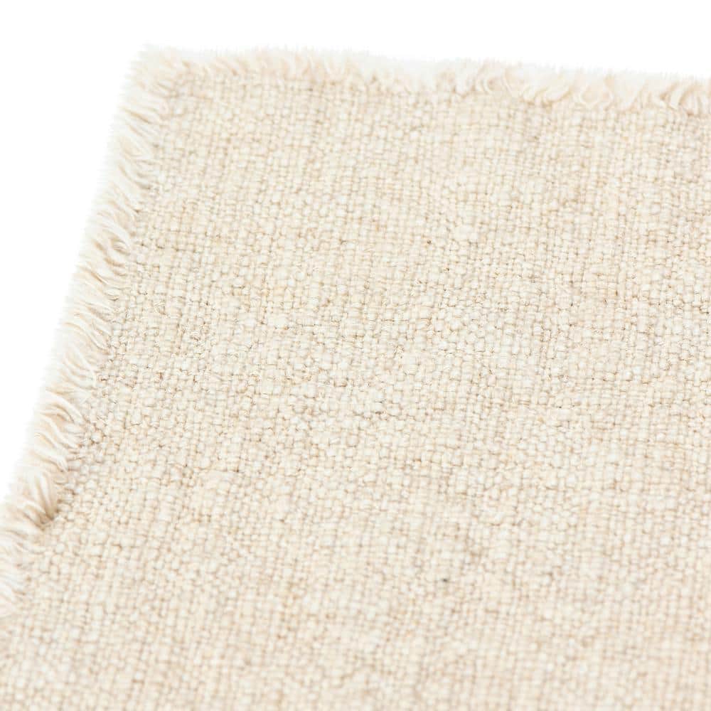 14 in. W x 108 in. L Natural Linen Blend Table Runner with Frayed Edges - Hercitys