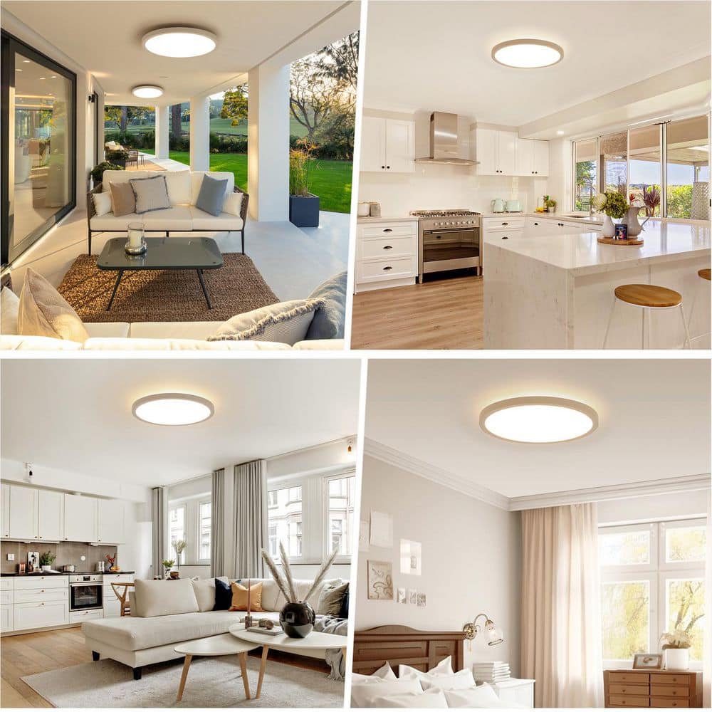 12 in. 20-Watt Modern White Integrated LED Flush Mount with White ABS Shade - Hercitys