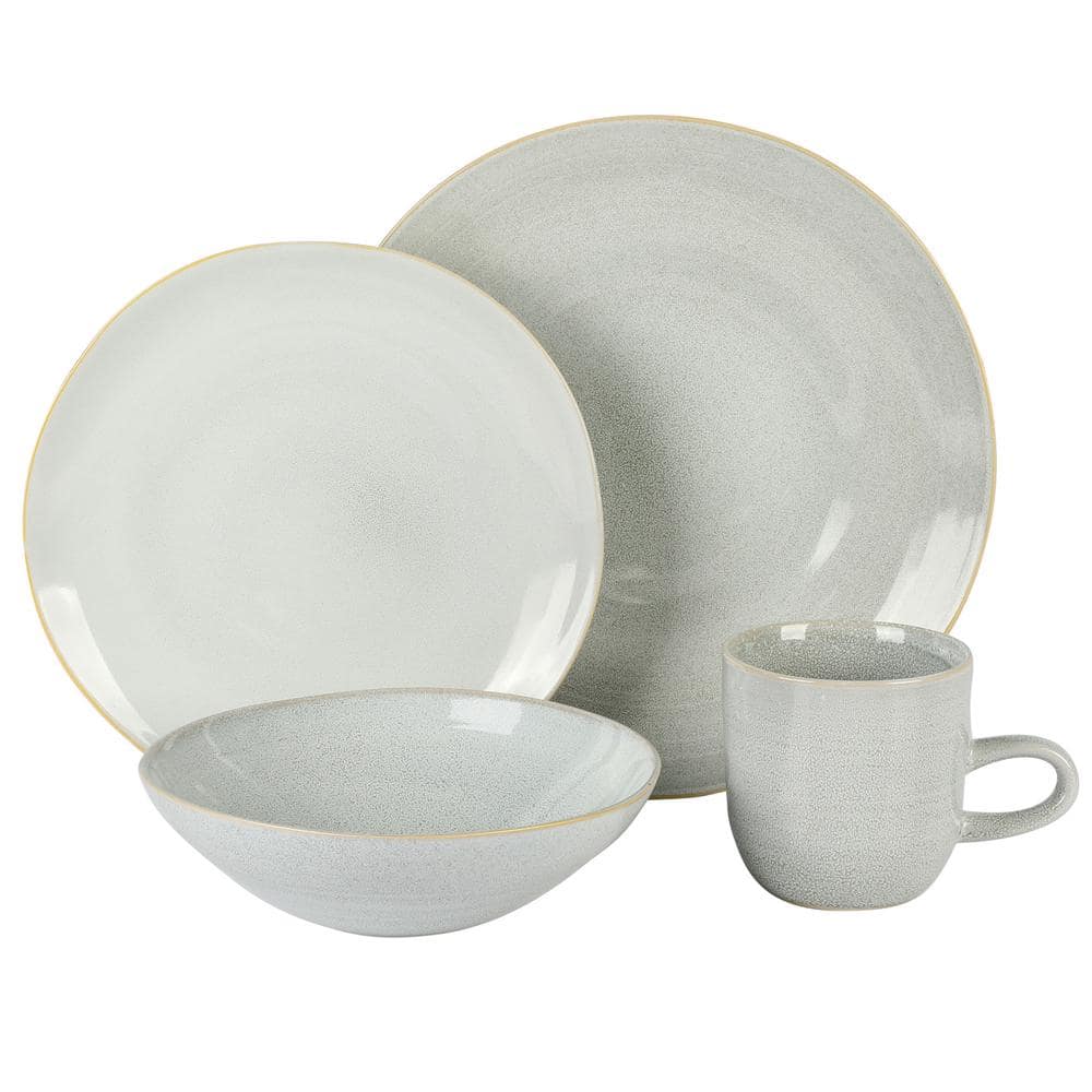16 Piece In Grey Round Stoneware Dinnerware Set Ravenna - Hercitys