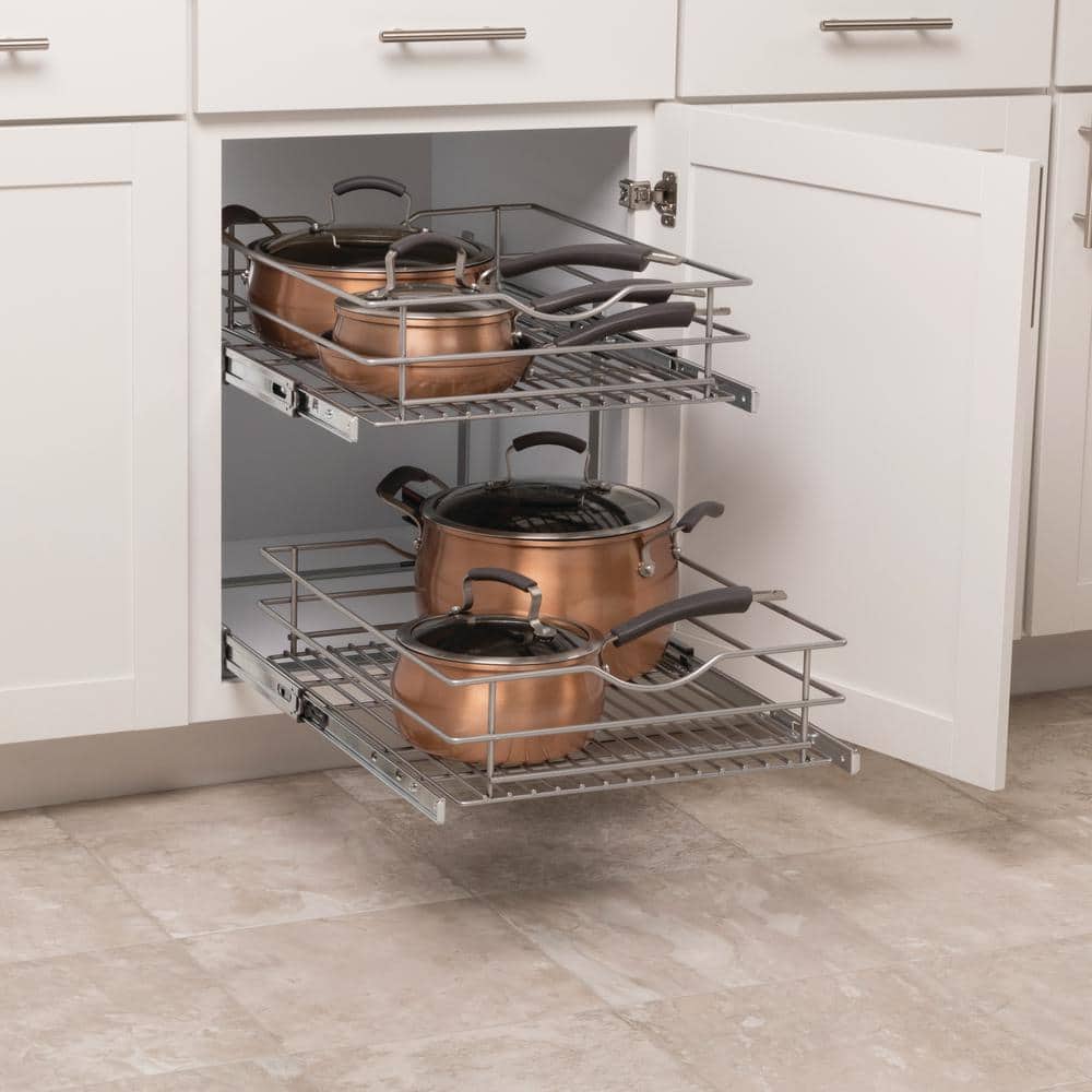 17 in. Double Tier Wire Soft-Close Pullout Baskets - Hercitys