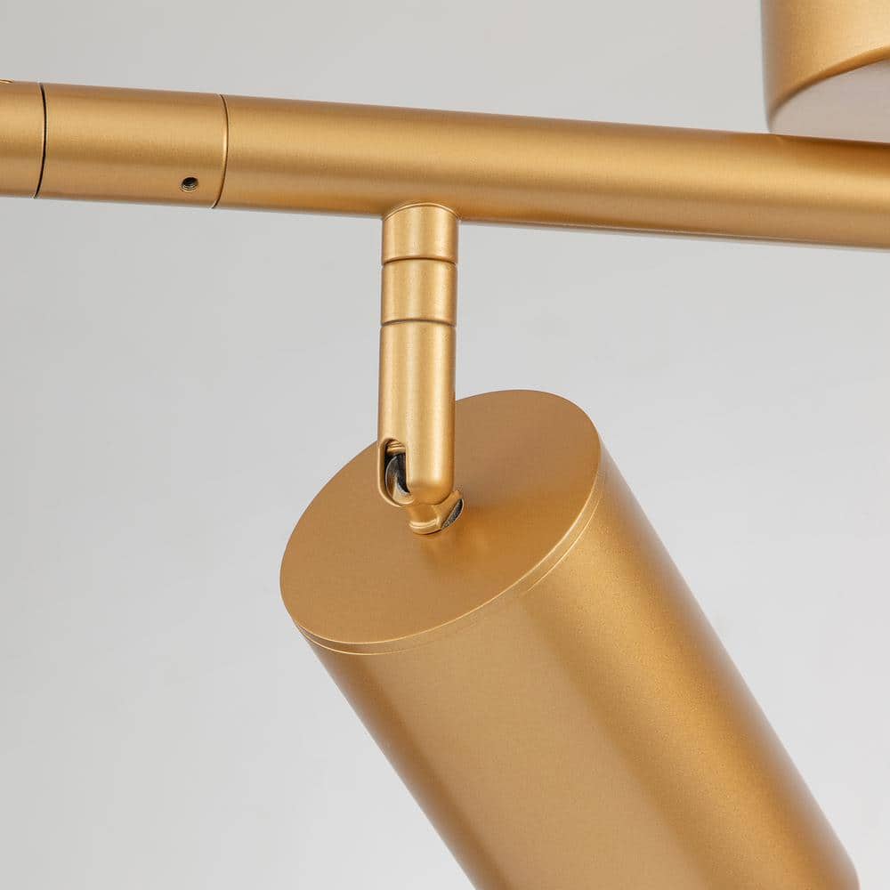 39.4 in. 4-Light Modern Gold Track Lighting Kit with Rotating Heads and Flush Mount Light - Hercitys