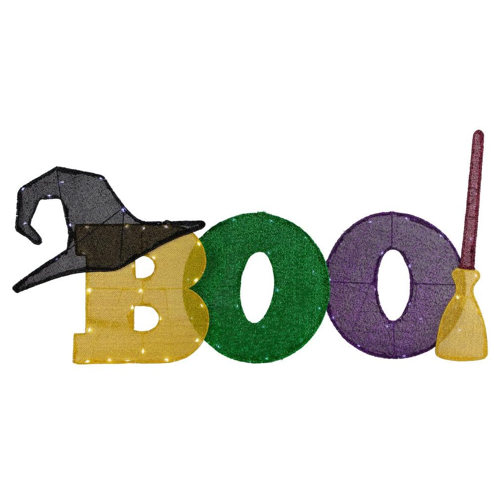 50 in. LED Lighted Tinsel ‘Boo’ Outdoor Halloween Decoration - Hercitys