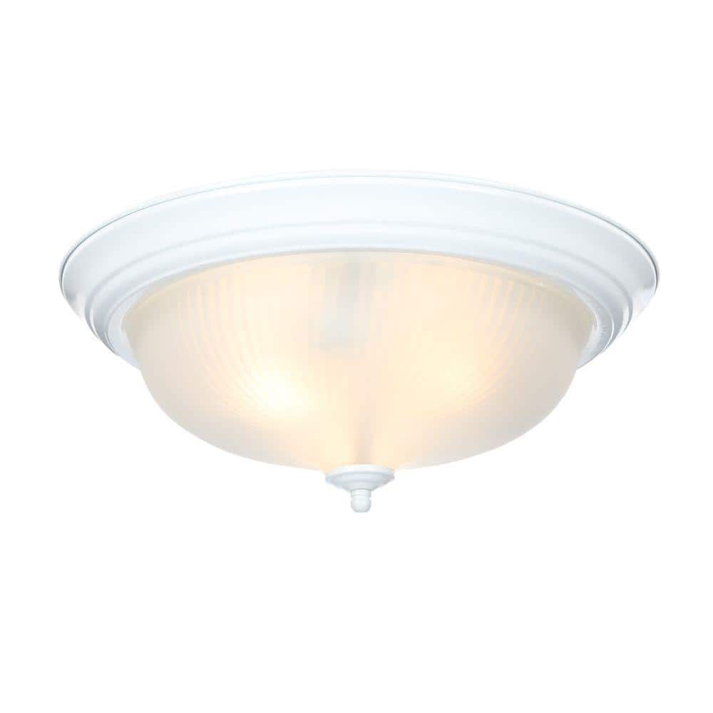 15 in. 3-Light White Dome Flush Mount with White Glass Shade - Hercitys
