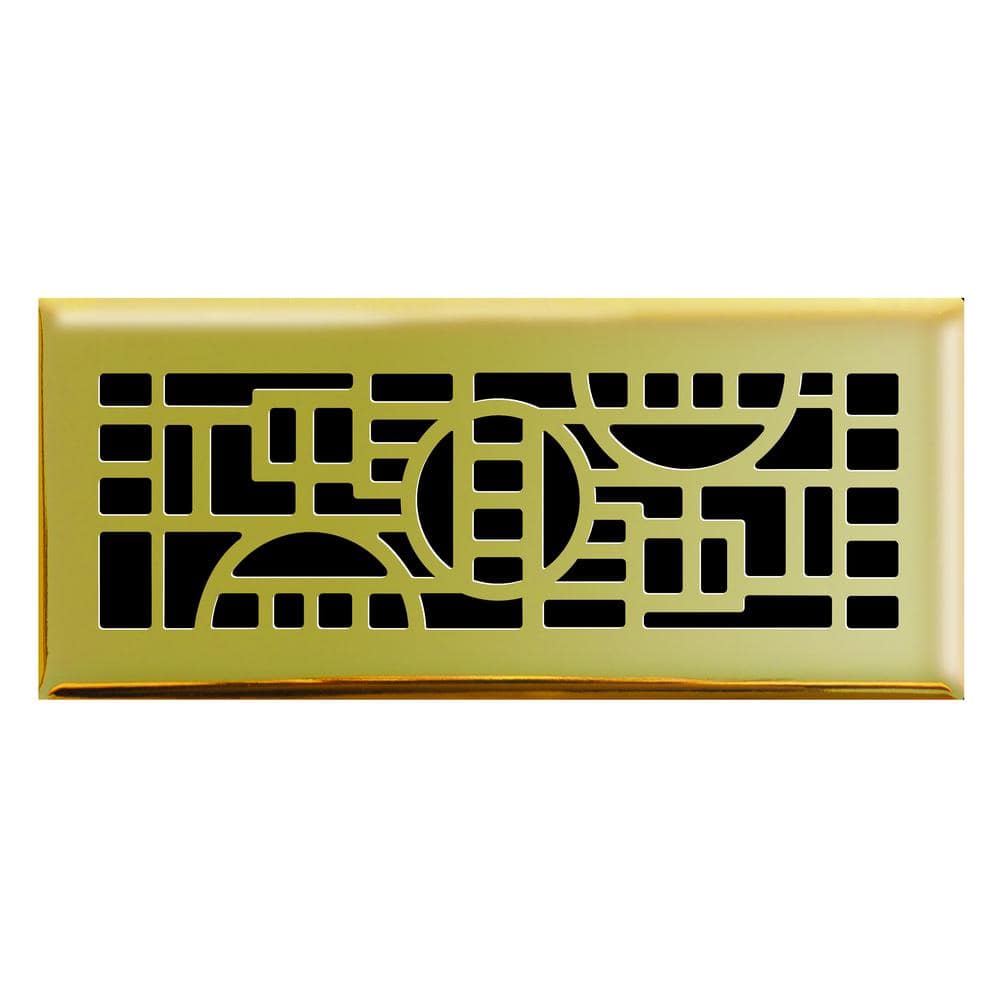 4 in. x 12 in. Cosmopolitan Floor Register in Polished Brass - Hercitys