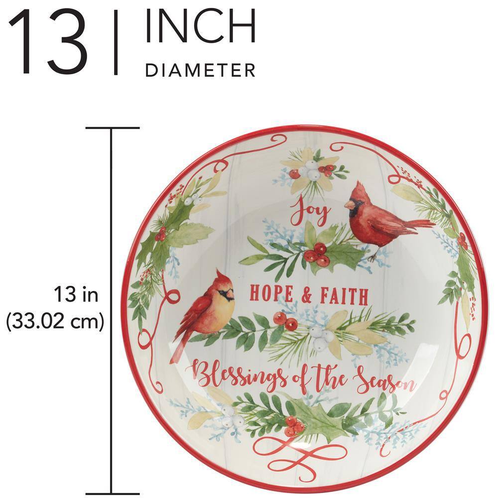 128 fl. oz. Multi-Colored Earthenware Winter Greens Serving Bowl - Hercitys