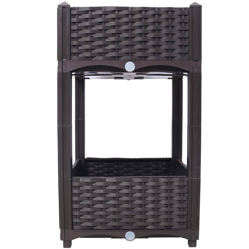 15.7 in. x 15.7 in. x 27.7 in. Brown Raised Garden Bed, Planter Raised Beds, Elevated Garden Bed, with Drainage Plug - Hercitys