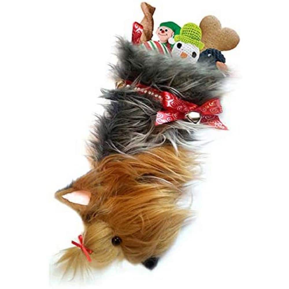 22 in. Yorkshire Terrier Long Hair Dog Faux Fur Christmas Stocking - Hercitys