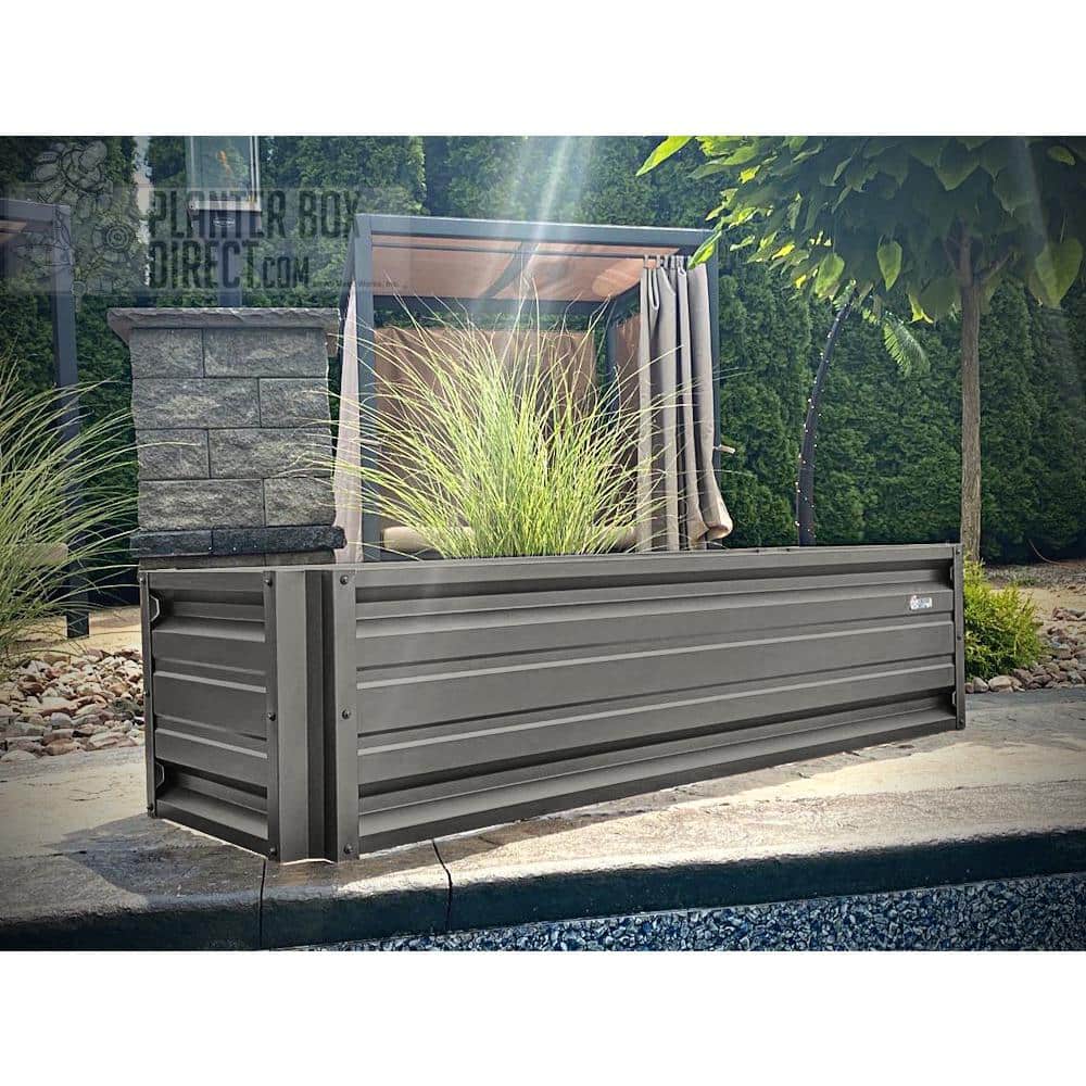 24 inch by 72 inch Rectangle Burnished Slate Metal Planter Box - Hercitys