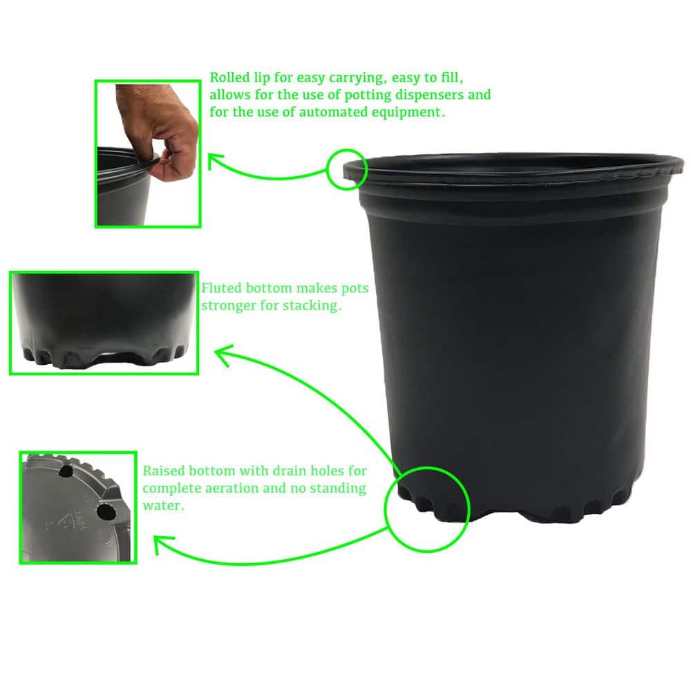 1/2 Gal. Plastic Nursery Pots (100-Pack) - Hercitys