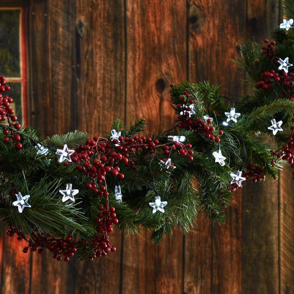 30-Light 13 ft. White Stars Solar String Light - Hercitys