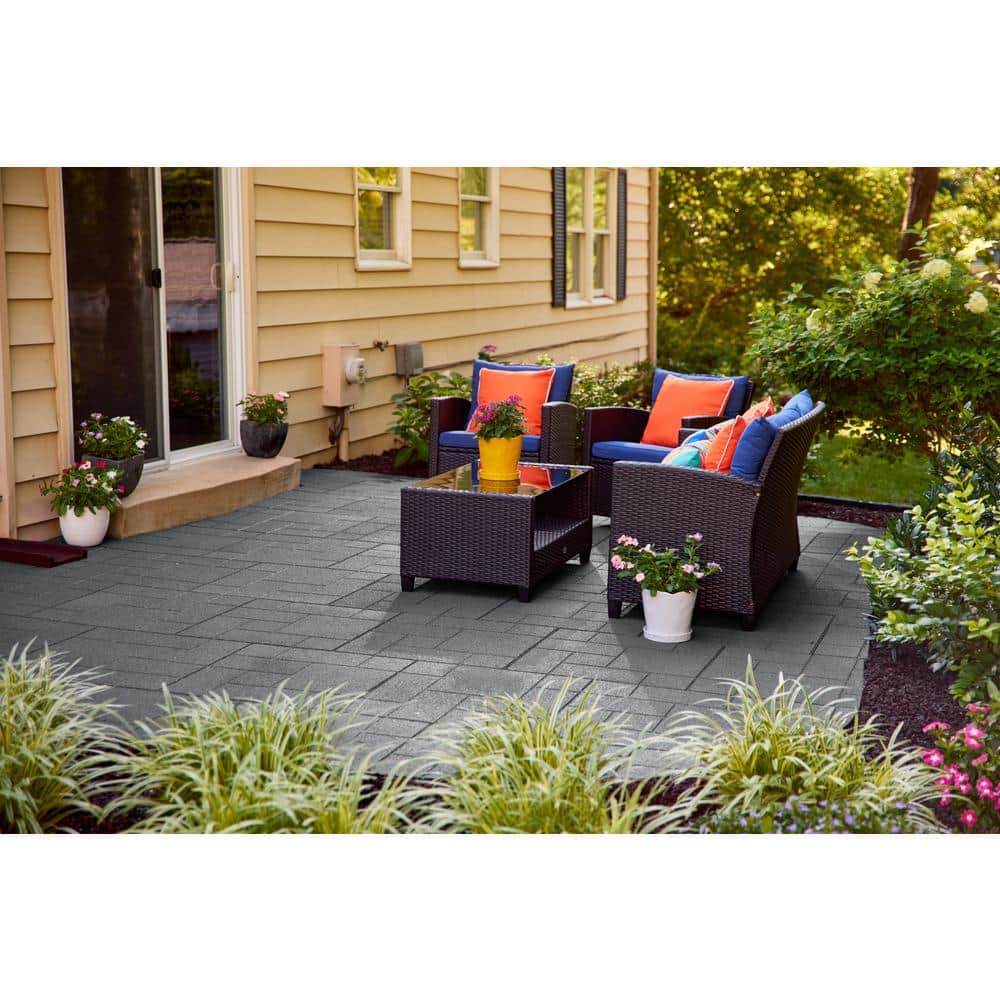 24 in. x 24 in. x 5/8 in. Dark Gray Dual-Sided Rubber Paver (4-Pack) - Hercitys