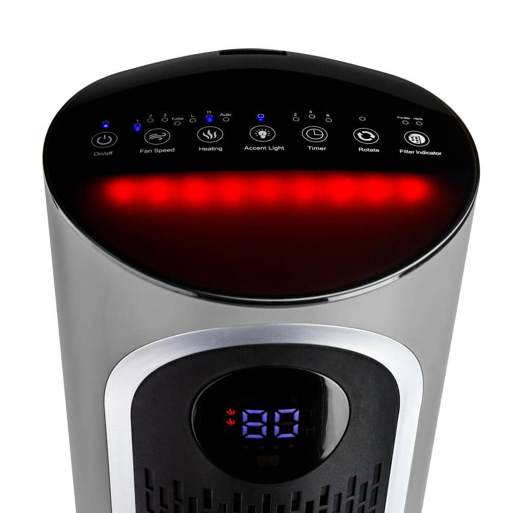 3-in-1-Clean Heat True HEPA Air Purifier/Heater, up to 400 sq. ft., Gray - Hercitys