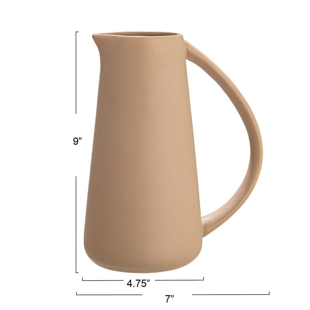 48 oz. Matte Putty Beige Stoneware Pitcher - Hercitys