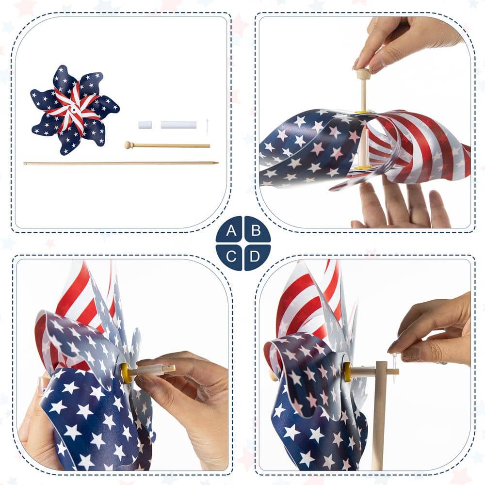 43.25 in. H Set of 4 Patriotic/Americana Plastic Windmills(KD) - Hercitys