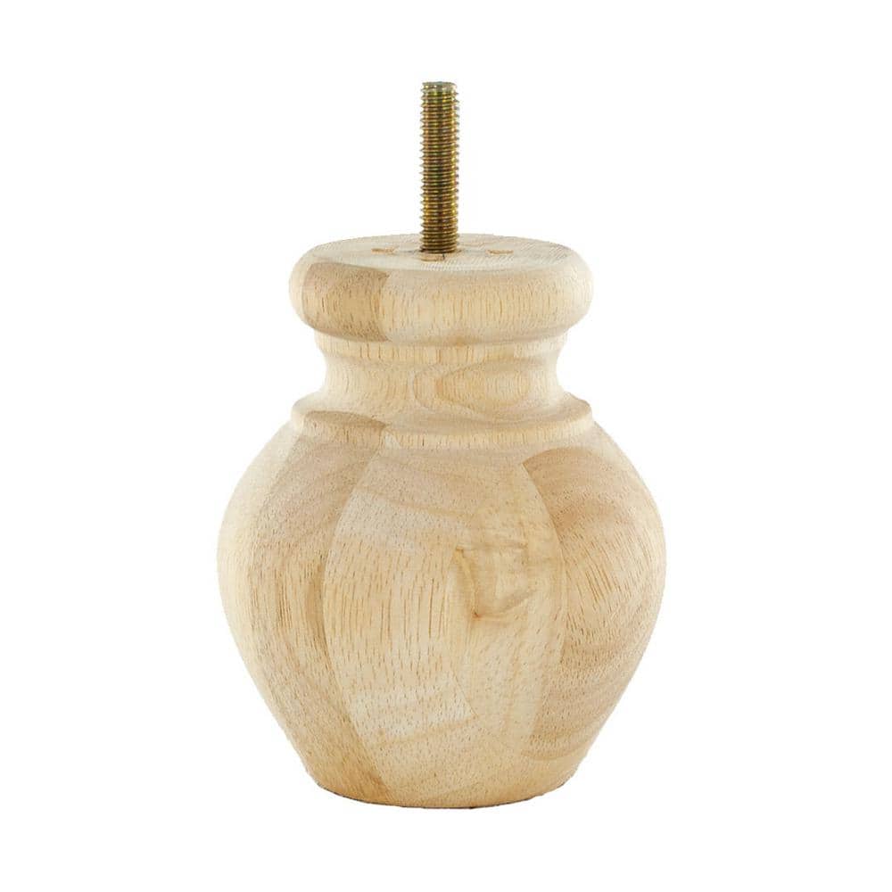 4 in. x 3-1/8 in. Unfinished Solid Hardwood Round Bun Foot (4-Pack) - Hercitys