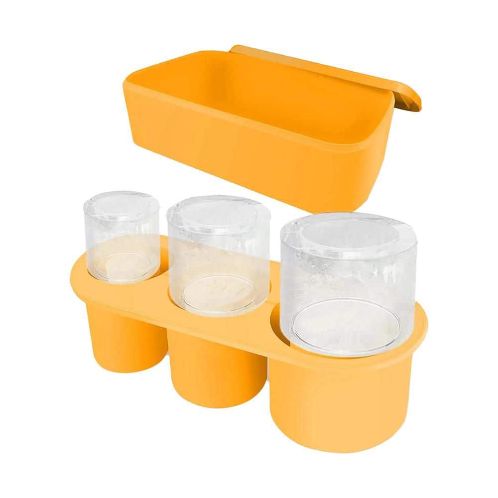40 oz. Yellow Silicone Tumbler Hollow Cylinder Ice Mold with Lid and Bin, Slow-Melt Ice for Water Bottles and Drinks - Hercitys