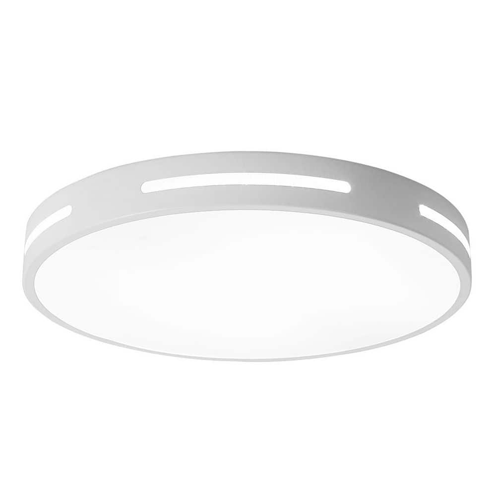 11.8 in. 1-Light LED Flush Mount Ceiling Light 24-Watt Close to Ceiling Light with PS Shade, White - Hercitys