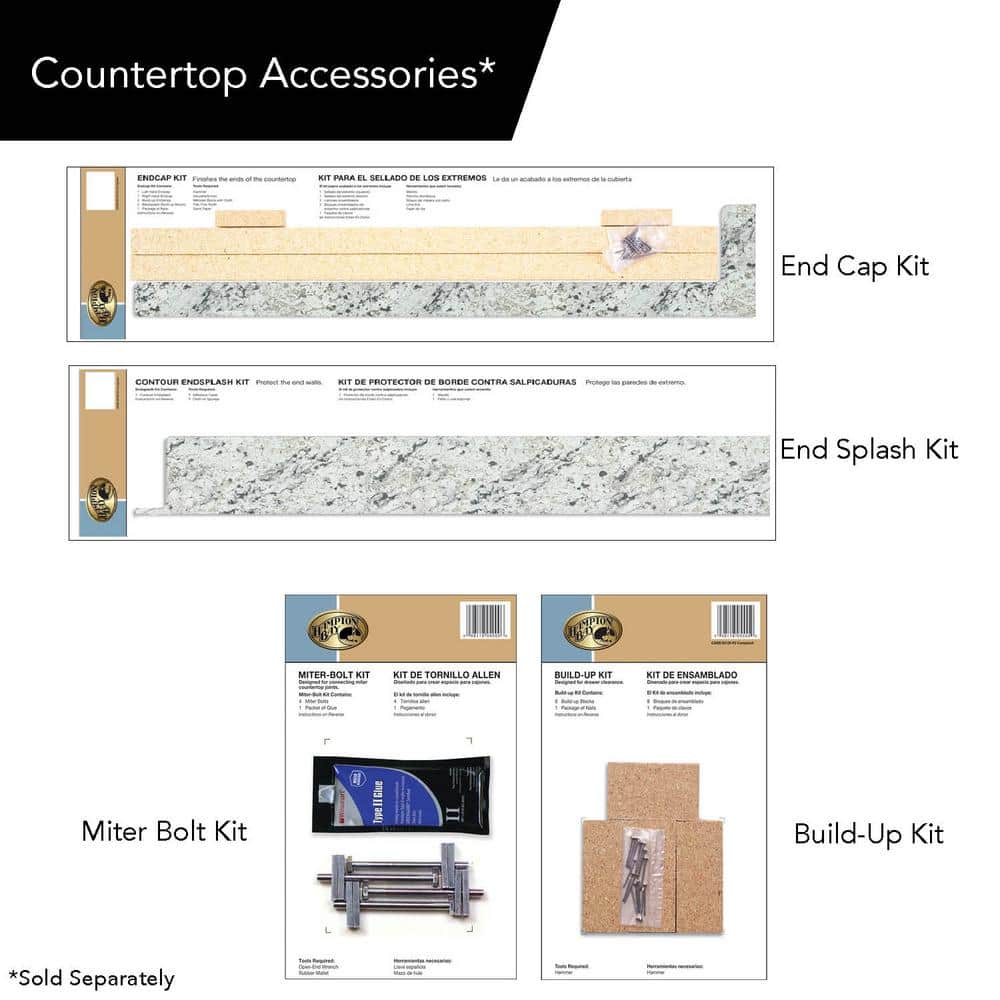 10 ft. Straight Laminate Countertop in Textured White Ice Granite with Eased Edge and Integrated Backsplash - Hercitys